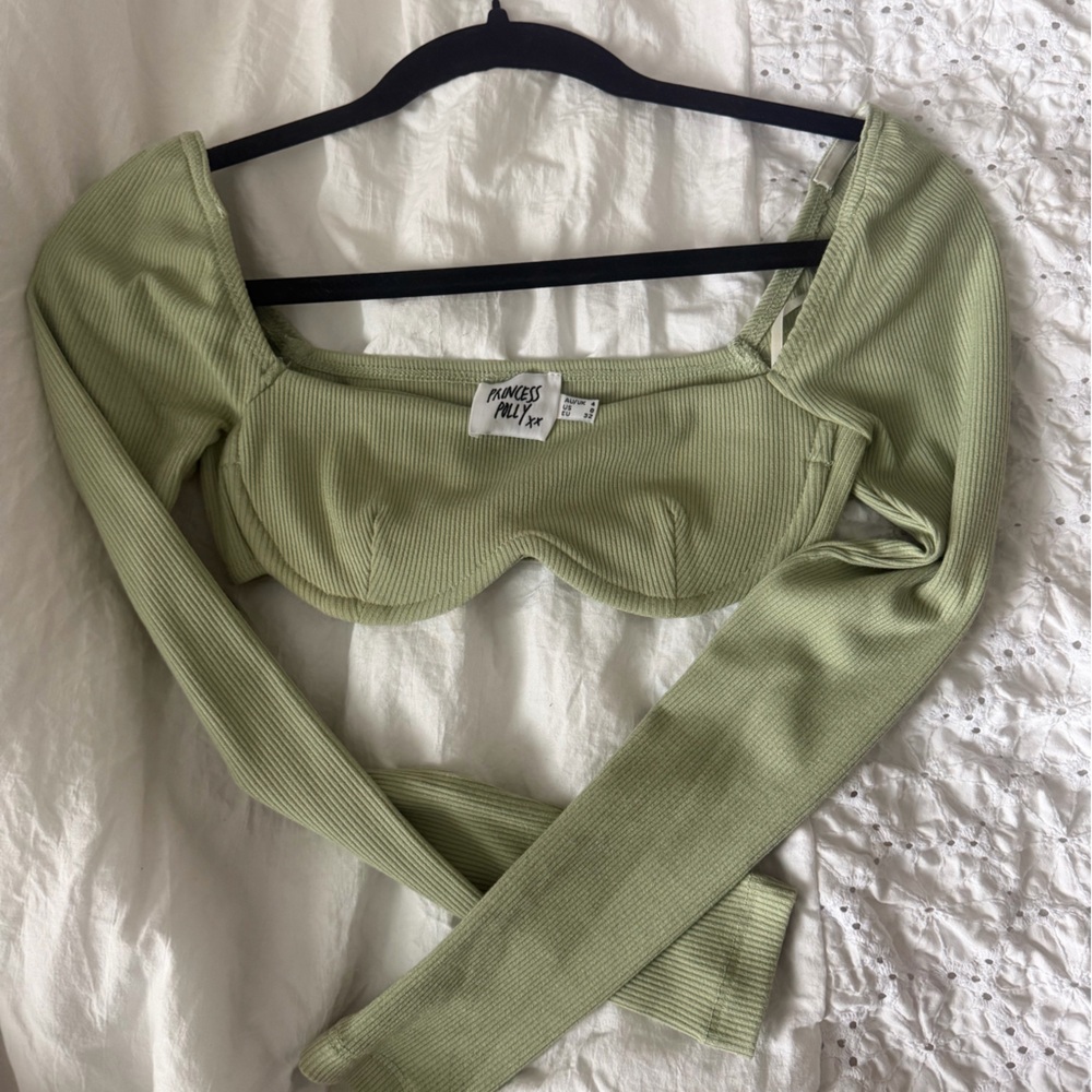 Princess Polly Sage Ribbed long sleeve